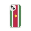 Miniatyrbild 1 av 2: Mobilskal – Surinams flagga – Kompatibel med iPhone 14 – Mjuk fodral – Stöttålig och chockabsorberande – Silikon – Pixelforma