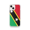 Miniatyrbild 1 av 2: Mobilskal – Flagga Saint-Kitts och Nevis – Kompatibel med iPhone 14 – Flexibelt skydd – Stöttålig och slagbeständig – Pixelforma