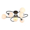 Miniatyrbild 2 av 2: Lampa - FUJI - 6 ljus - Svart/Krom Metall - Vit Glaskupa