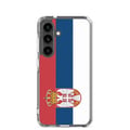 Miniatyrbild 1 av 2: Mobilskal – Serbiens flagga – Kompatibel med Samsung Galaxy S24 Plus – Mjukt fodral – Hållbart och stöttåligt – Pixelforma