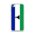 Miniatyrbild 1 av 2: Telefonfodral – Lesothos flagga – Kompatibel med iPhone SE – Flexibelt fodral – Slittåligt och stötbeständigt – Silikon – Pixelforma