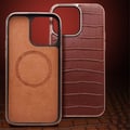 Miniatyrbillede 4 af 6: Qialino iPhone 14 Pro Cover Krokodillemønster MagSafe Sort