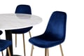 Miniatyrbillede 6 af 6: Spisebord og stole sæt, Estelle, Bord 106 cm, Stol 52x86x44 cm, Blå, Marmor