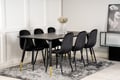 Miniatyrbillede 2 af 9: Spisebord og stole sæt, 180x90x75 cm, Sort, Velour, Stål