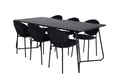 Miniatyrbillede 7 af 10: Spisebord og stolesæt, 75x190x90 cm, Sort, MDF, Metal