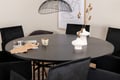Miniatyrbillede 2 af 9: Spisebord og stol sæt, Copenhagen, 140x74 cm, Sort, Velour, Metal
