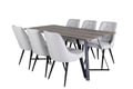 Miniatyrbillede 6 af 8: Spisebord og stole sæt, 180x90x75 cm, grå, stof, stål
