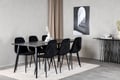 Miniatyrbillede 2 af 8: Spisebord og stole sæt, 180x90 cm, sort, MDF, krydsfiner, stål
