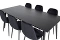 Miniatyrbillede 8 af 8: Spisebord og stole sæt, 180x90 cm, sort, MDF, krydsfiner, stål