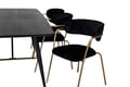 Miniatyrbillede 10 af 10: Spisebord og lænestolsæt, 76x180x85 cm, Sort, MDF, Stål