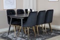 Miniatyrbillede 2 af 8: Spisebord og stol sæt, 180x85x76 cm, Sort, MDF, Stål