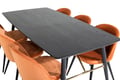 Miniatyrbillede 8 af 8: Spisebord og stol sæt, 76x180x85 cm, Sort, Velour