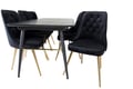 Miniatyrbillede 7 af 8: Spisebord og stol sæt, 180x85x76 cm, Sort, MDF, Stål