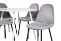 Miniatyrbillede 5 af 6: Spisebordssæt, Plaza rundt bord og Polar spisebordsstol, 100 cm, hvid, velour, bøjet træ, MDF, stål