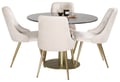 Miniatyrbillede 10 af 10: Spisebord og stol sæt, Estelle, 106 cm, grå, marmor, messing, beige, velour