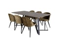 Miniatyrbillede 6 af 8: Spisebord og stol sæt, 180x90x75 cm, grå, velour, bøjet træ, MDF, stål