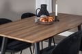 Miniatyrbillede 4 af 8: Spisebord og stol sæt, 160x85x75,5 cm, Eg, Sort, Bøjet træ
