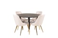 Miniatyrbillede 6 af 8: Spisebord og stole sæt, 115 cm, sort, MDF, krydsfiner, stål