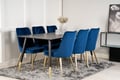 Miniatyrbillede 2 af 9: Spisebord og stol sæt, 75x180x90 cm, Sort, Velour, Stål