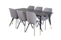 Miniatyrbillede 6 af 8: Spisebord og stol sæt, 180x90x75 cm, Sort, Stof