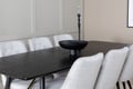 Miniatyrbillede 3 af 9: Spisebord og stol sæt, 76x180x85 cm, lysegrå, MDF
