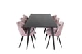 Miniatyrbillede 5 af 8: Spisebord og stol sæt, Dipp, 75.5x180x90 cm, Pink, Sort, Bøjet træ