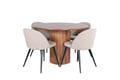 Miniatyrbillede 6 af 9: Spisebord og stol sæt, Bianca, Bord: 110 cm diameter, Stol: 57x76,5x50 cm, Sort, Beige, Valnød