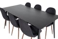 Miniatyrbillede 8 af 8: Spisebord og stole sæt, Dipp spisebord, 75,5x180x90 cm, sort, bøjet træ