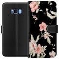 Miniatyrbilde 1 av 3: Kompatibelt Lommeboketui til Samsung Galaxy S8 Blomstermønster Svart