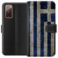 Pikkukuva 1 / 3: Yhteensopiva Lompakkokotelo Samsung Galaxy S20 FE Kreikan lippuaiheinen taide sinivalkoisella vintagekuviolla Kreikasta ja klassisesta muotoilusta pi