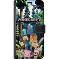 Pikkukuva 3 / 3: Yhteensopiva Lompakkokotelo Samsung Galaxy S23+ Minecraft-matkapuhelinkotelo metsällä ja pikselityylisillä hahmoilla