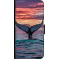 Miniatyrbilde 2 av 2: Kompatibelt Lommeboketui til Samsung Galaxy A03s Hvalfinne i solnedgang med tropisk himmel og stille hav-inspirert design med rolig energi og magisk