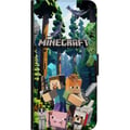 Miniatyrbild 2 av 2: Kompatibelt Plånboksfodral till Samsung Galaxy A20s Minecraft mobilskal med skog och figurer i pixelstil