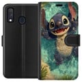 Miniatyrbillede 1 af 2: Kompatibel Tegnebogsetui til Samsung Galaxy A40 Glad blåt fantasivæsen, der leger i krystalklart vand, tropisk stemning