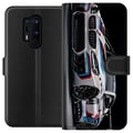 Miniatyrbillede 1 af 3: Kompatibel Tegnebogsetui til OnePlus 8 Pro BMW M Power-illustration – nærbillede af sportsvogn i hvidt racerløbsdesign