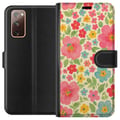 Miniatyrbillede 1 af 3: Kompatibel Tegnebogsetui til Samsung Galaxy S20 FE Legesyge blomster i et farverigt håndmalet mønster