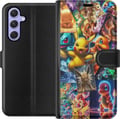 Miniatyrbillede 1 af 3: Kompatibel Tegnebogsetui til Samsung Galaxy A54 Pokémon-illustration – Pikachu, Eevee og Charmander i farverigt design