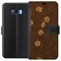 Miniatyrbillede 1 af 3: Kompatibel Tegnebogsetui til Samsung Galaxy S8 Retro blomstermønster brun baggrund blomster vintage 70’er-stil boheme tapetdesign tryk