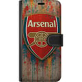 Miniatyrbillede 3 af 3: Kompatibel Tegnebogsetui til Xiaomi 12 Arsenal-kunstmotiv i rødt og hvidt med farvestænk, perfekt til fodboldfans, der elsker kunst og sportsstil