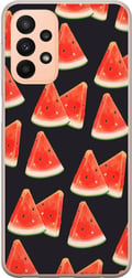 Miniatyrbillede 1 af 3: Kompatibel Mobilcover til Samsung Galaxy A23 Vandmelon-sommermønster – frisk vandmelondesign med røde frugtskiver på mørk baggrund