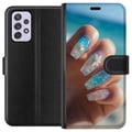 Miniatyrbild 1 av 3: Kompatibelt Plånboksfodral till Samsung Galaxy A52s 5G Nageldesign illustration – Blå glitter med blomma havsinspirerat motiv