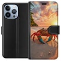 Miniatyrbillede 1 af 4: Kompatibel Tegnebogsetui til Apple iPhone 13 Pro Tropisk strandkrabbe farverigt design med solnedgang hav bølger og varm feriestemning inspireret af