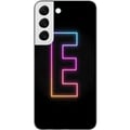 Miniatyrbild 1 av 3: Kompatibelt Mobilskal till Samsung Galaxy S22 5G Minimalistisk neonbokstav E i lysande färger mot mörk bakgrund