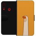 Miniatyrbilde 1 av 2: Kompatibelt Lommeboketui til Samsung Galaxy A20s Minimalistisk gåseillustrasjon på varm gul bakgrunn – humoristisk dyredesign i moderne og rolig cart