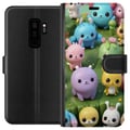Miniatyrbillede 1 af 3: Kompatibel Tegnebogsetui til Samsung Galaxy S9+ Kawaii-dyr i pastelfarver, farverige figurer på grøn baggrund, legende motiv til børn og unge voksne