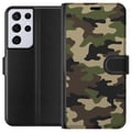Pikkukuva 1 / 3: Yhteensopiva Lompakkokotelo Samsung Galaxy S21 Ultra 5G Metsä camo