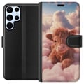 Pikkukuva 1 / 3: Yhteensopiva Lompakkokotelo Samsung Galaxy S22 Ultra 5G Suloinen vasikka pilvien keskellä unenomaisen vaaleanpunainen design pehmeillä väreillä lämmi