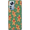 Miniatyrbild 1 av 3: Kompatibelt Mobilskal till Xiaomi 12 Pro Gingerbread Christmas pattern – pepparkaksgubbar i söt juldesign med grön bakgrund och vinterkänsla