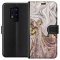 Miniatyrbild 1 av 3: Kompatibelt Plånboksfodral till OnePlus 8 Pro Beige marmor med guldglitter struktur elegant design med lyxig känsla perfekt för modern stil