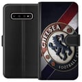 Miniatyrbilde 1 av 3: Kompatibelt Lommeboketui til Samsung Galaxy S10+ Chelsea FC-emblem i 3D-stil med blå, hvite og røde detaljer som gir et kraftfullt, elegant sportsmot
